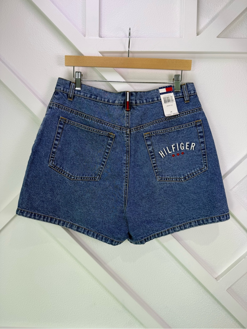 NWT Vintage 90s Y2K Tommy Hilfiger Denim Shorts Womens 14 Deadstock Embroidered